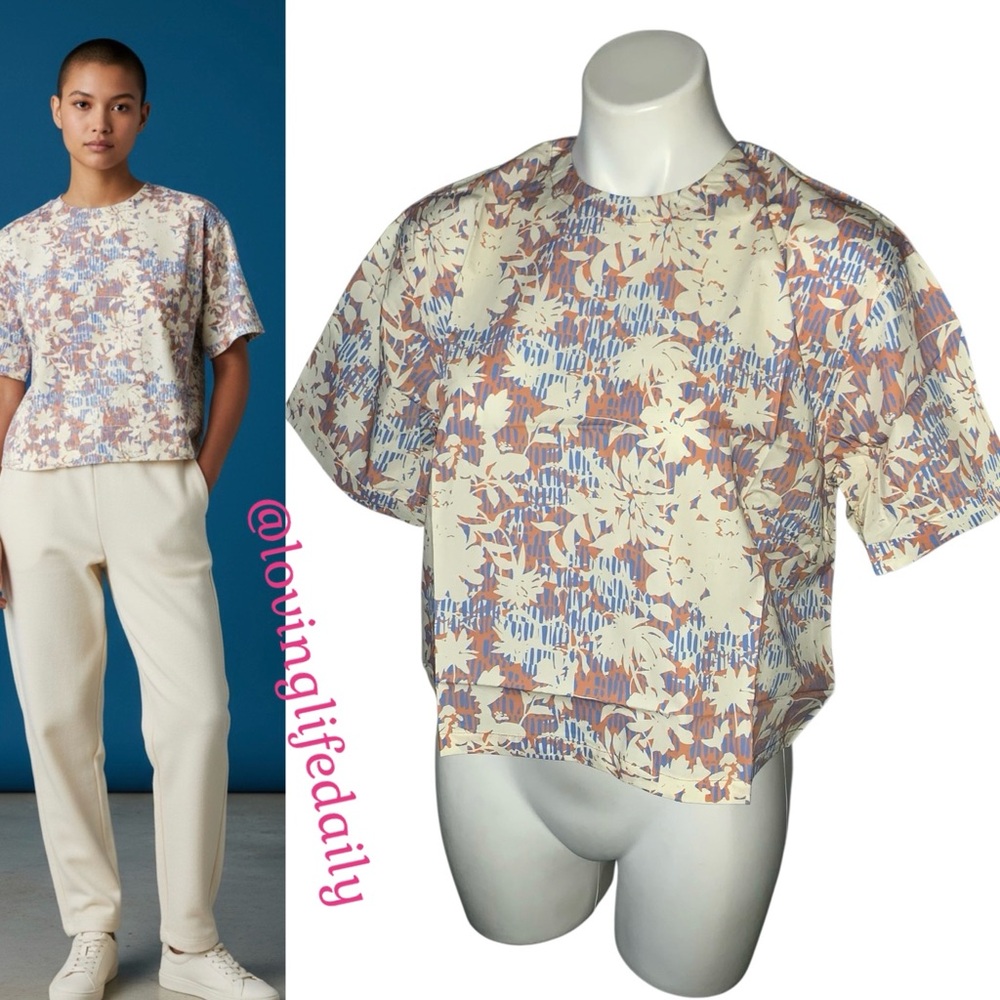 NWT Wildfang Woodblock Floral Essential Boxy Top